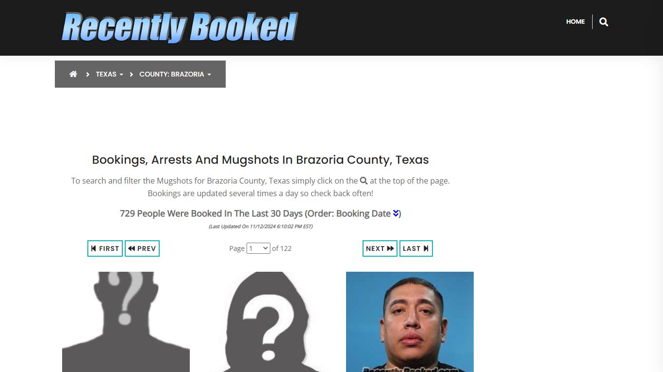 Bookings, Arrests and Mugshots in Brazoria County, Texas - Recently Booked